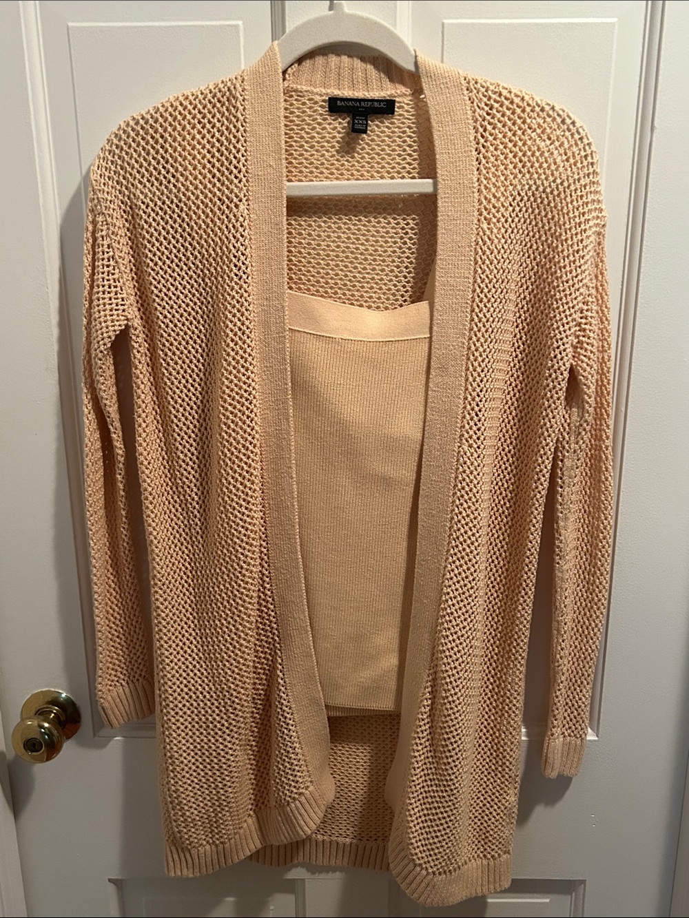 Banana Republic Cream Open-Weave Cardigan and Knit Tank Set